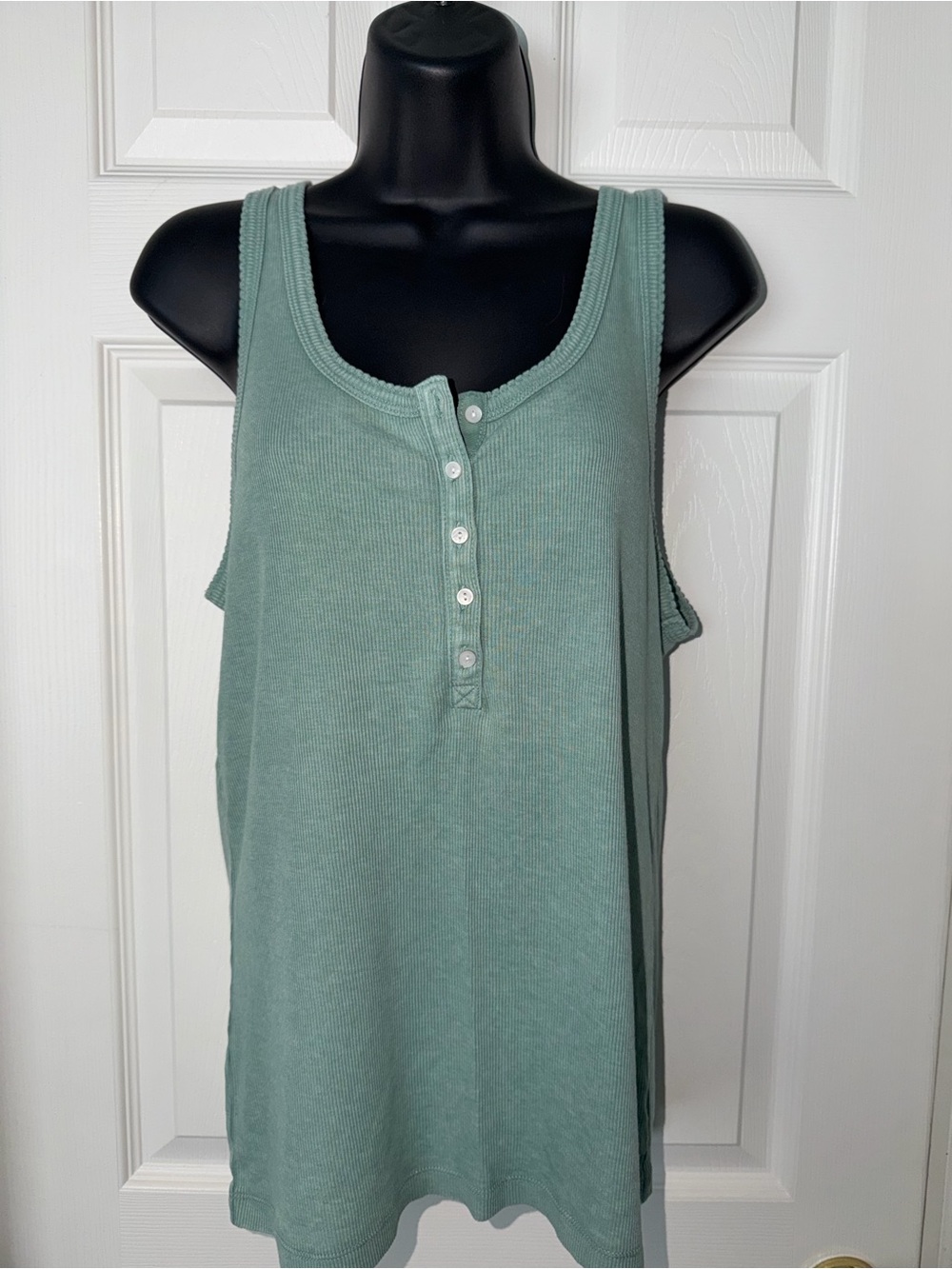 Aerie Real Soft Green Double U Henley Tank Top